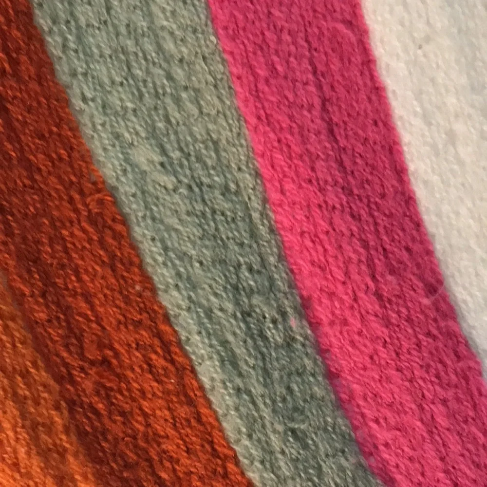 New West Elm Embroidered Striped Lumbar Pillow Cover Ivory Pink Gray Orange Rust